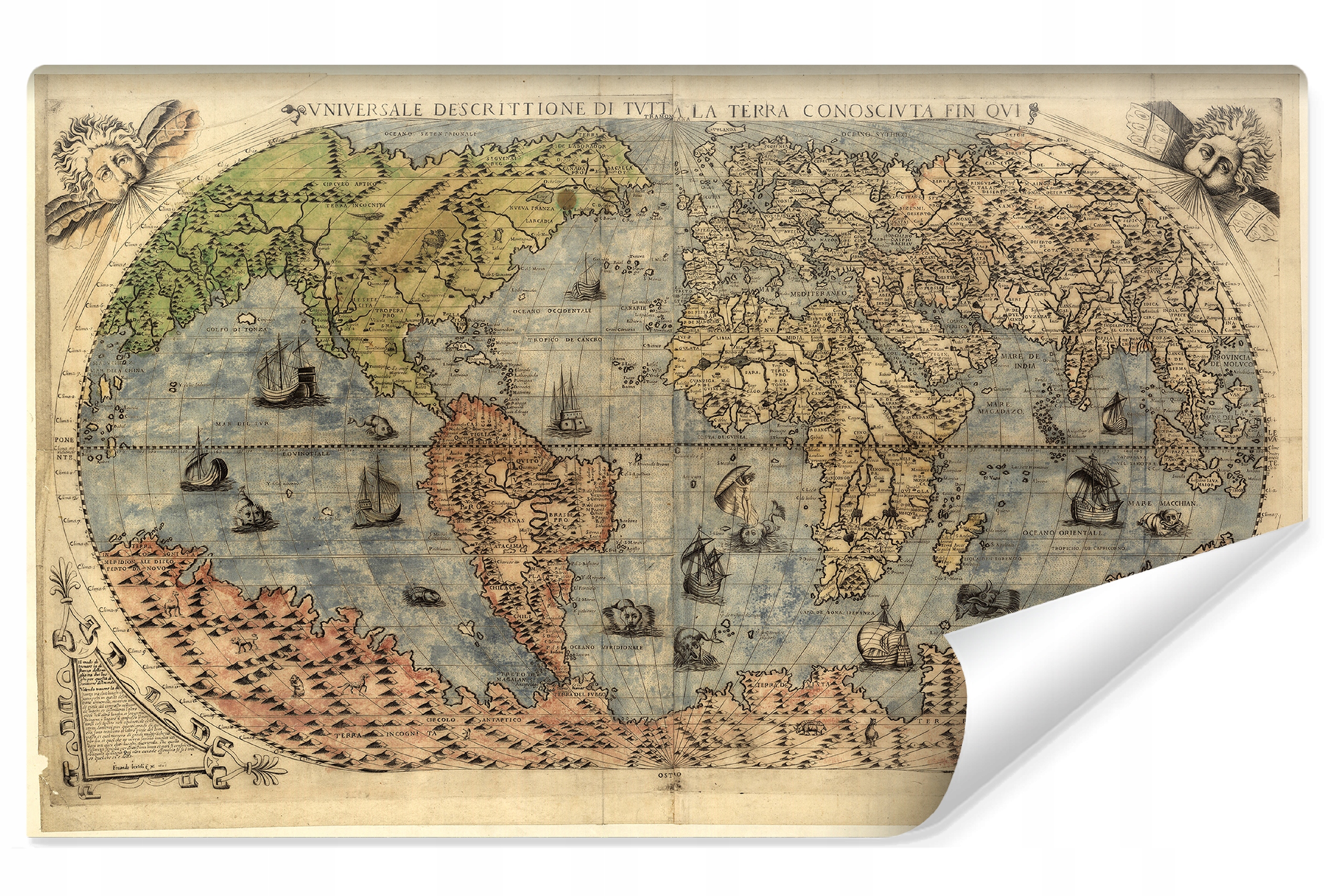 Fototapeta do obývacího pokoje Starověká Mapa Světa Vintage styl 405x270