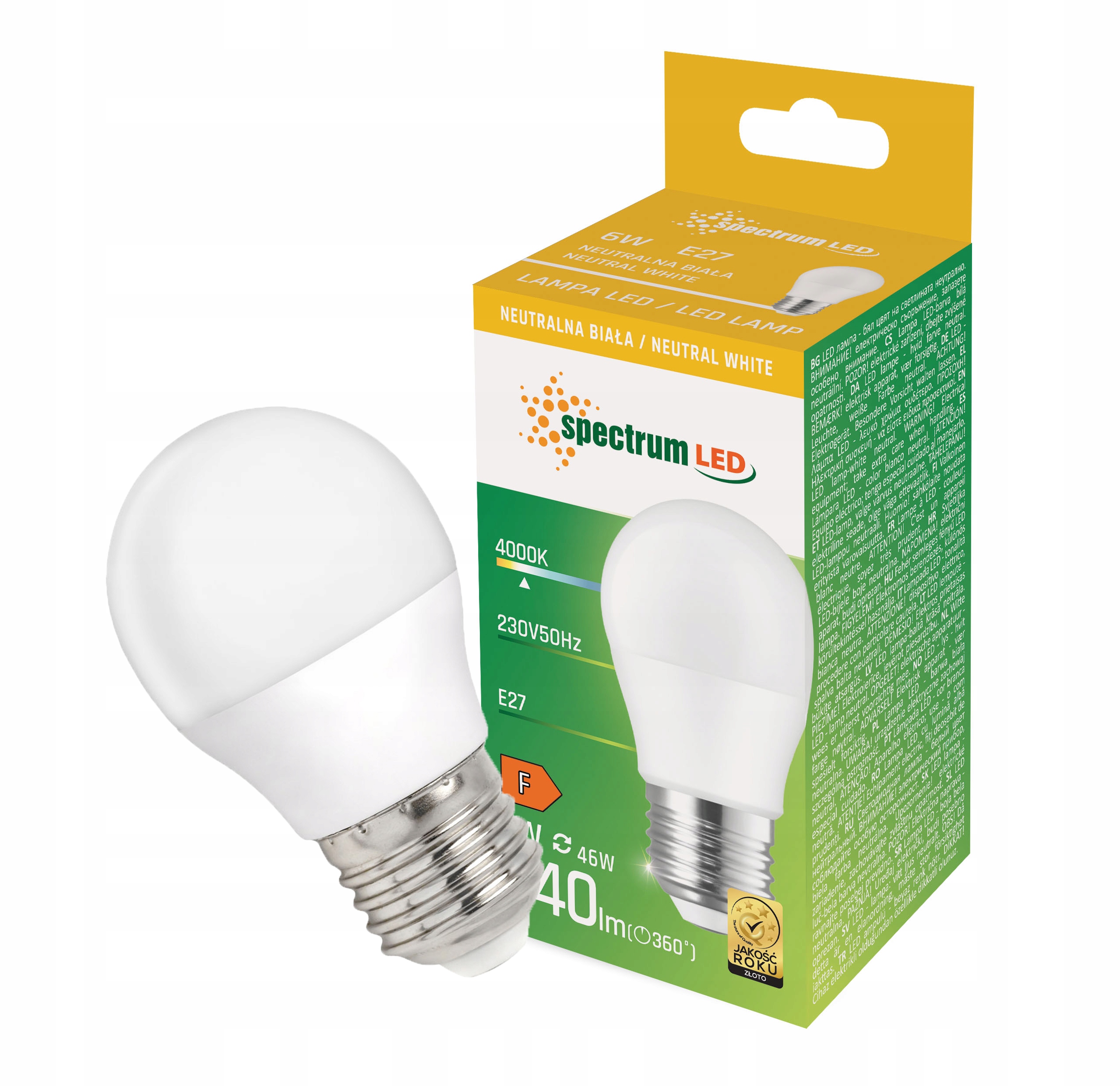 

Żarówka Led kulka E27 230V 6W neutralna WOJ+13757