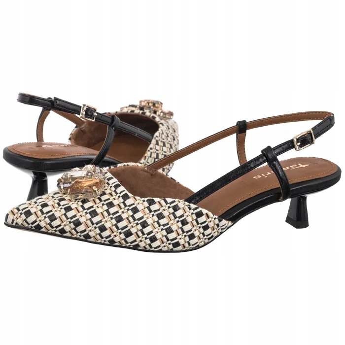 Dámské sandály na podpatku Tamaris Béžové/Černé 1-29512 Black