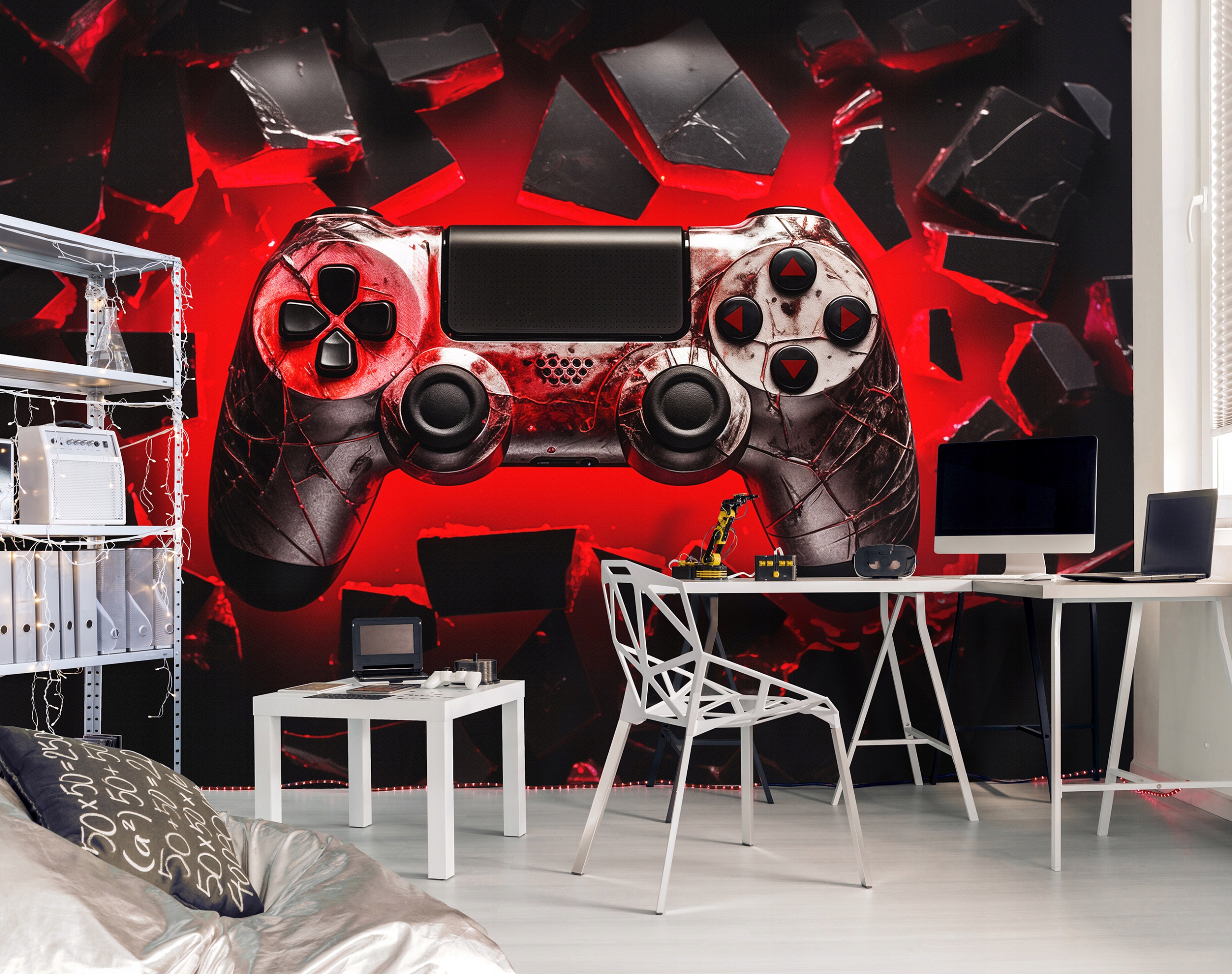 Fototapeta Červený gamepad PS4 energie dynamika moderní 400x280 lepidlo