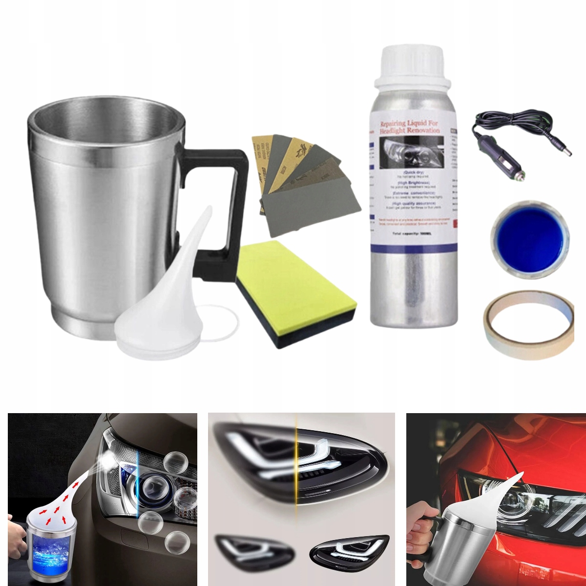 Zestaw Do Regeneracji Renowacji Odnowy Lamp Reflektorów Czajniczek Kubek