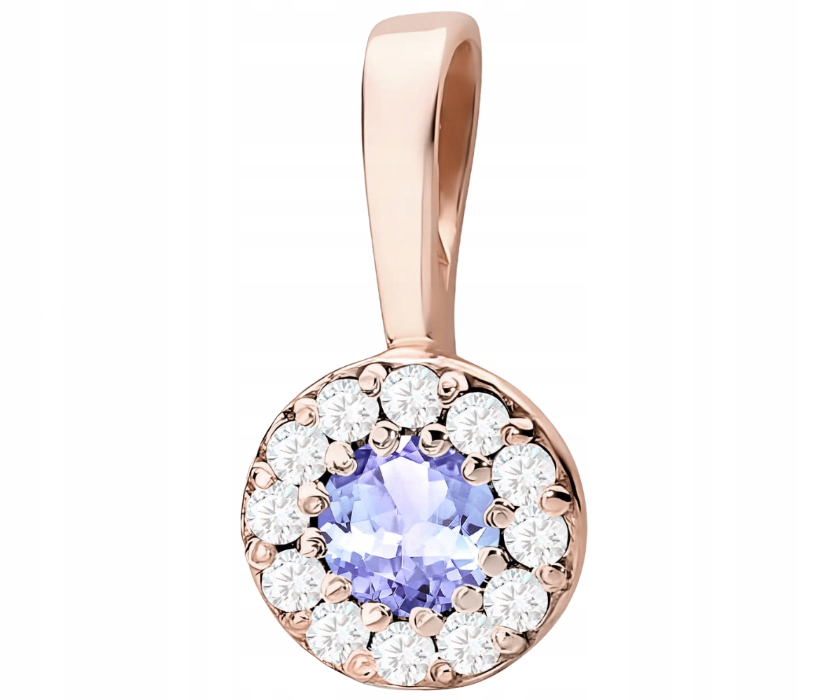 Zlatý Přívěsek 585 Tanzanit Diamanty Šperky Gravírování Dárek
