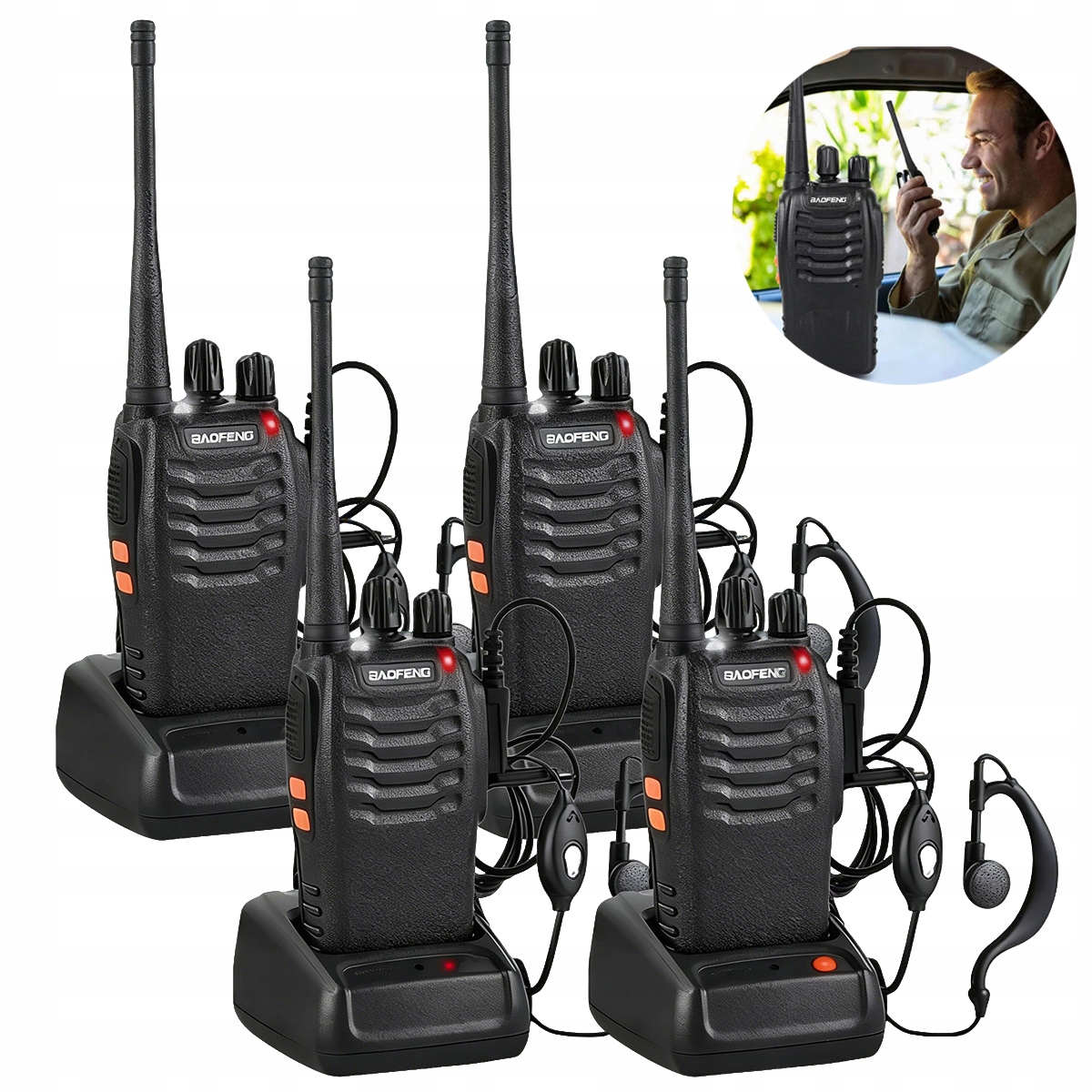 Krótkofalówka Baofeng 4X BF-888S Walkie-talkie Czarna Duży Zasięg