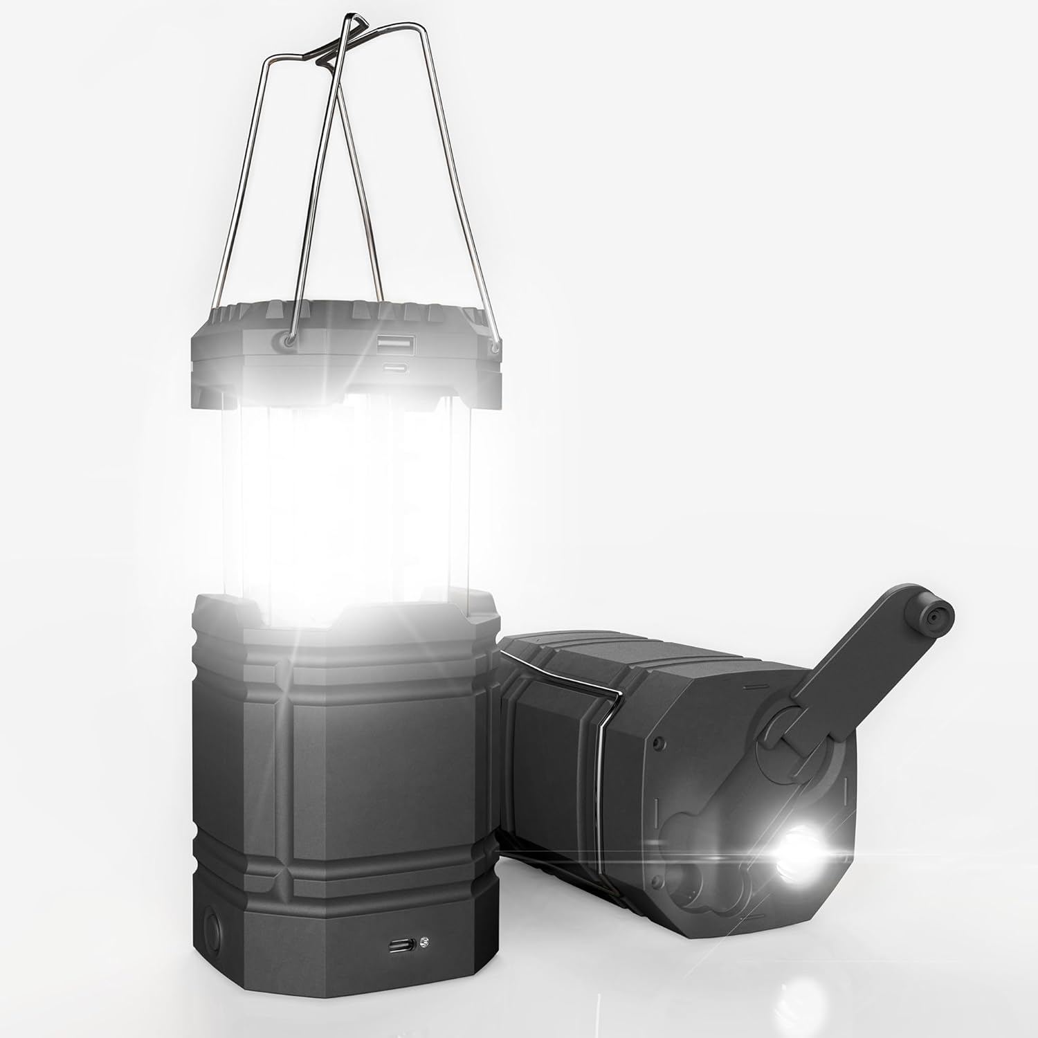 Solarna Latarnia z Korbą Led Usb Powerbank 3000mAh