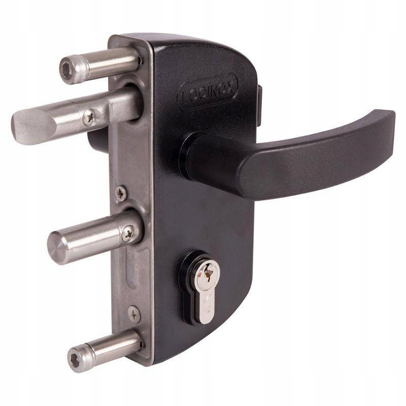Zamek Ogrodowy do Furtki Do Profilu 40MM Czarny Locinox Klamka Nierdzewny