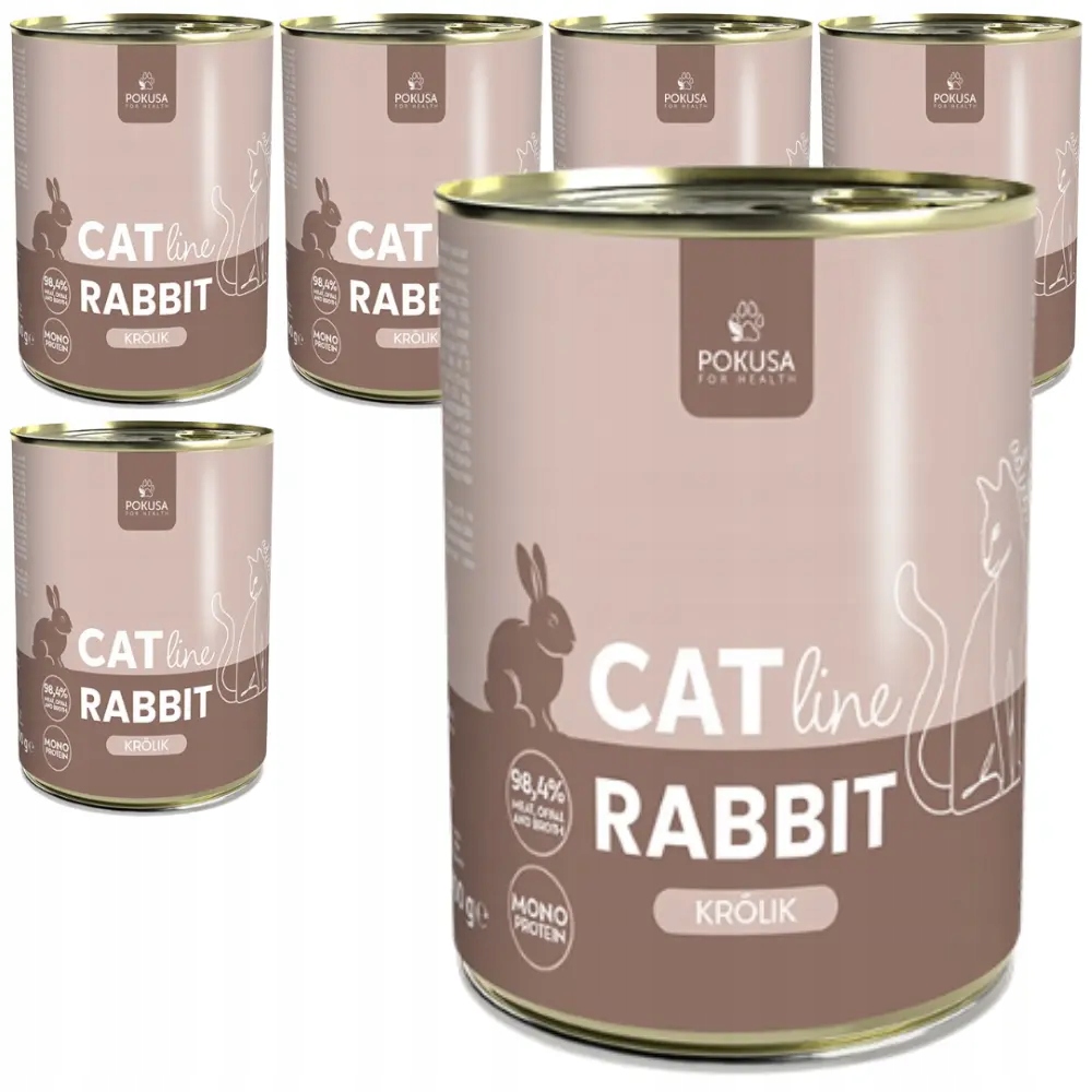 Pokusa CatLine Królik 6x400g zestaw Mokra Karma dla Kota