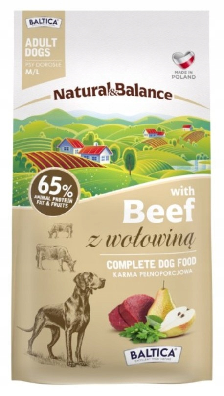 Levně Baltica Hovězí maso Natural & Balance M/L 9 kg Krmivo pro psy