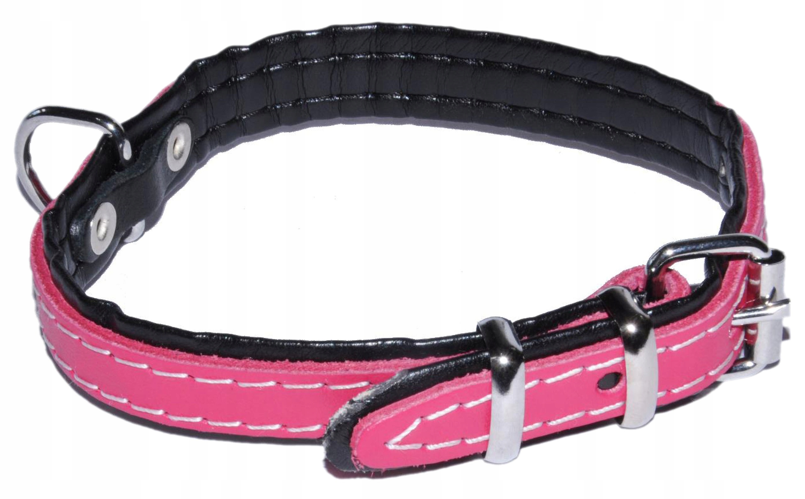 

Skórzana, fuksjowa obroża 14mm/36cm Dino