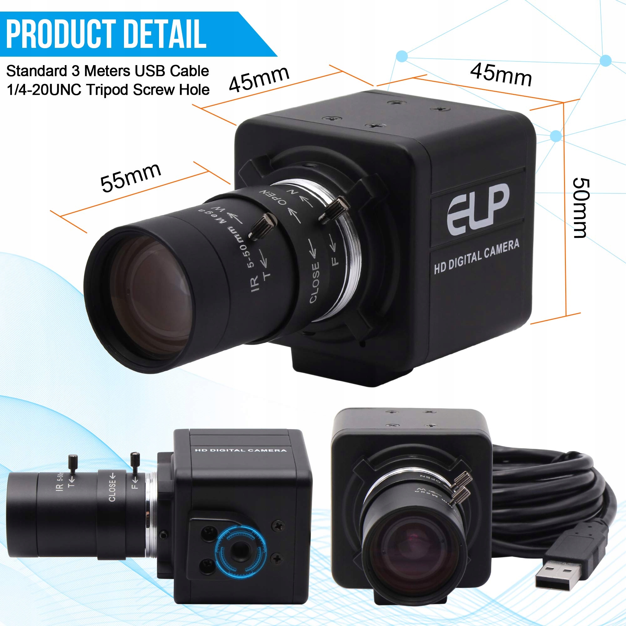 ELP Kamera 4K Ultra HD USB z Zoomem 5-50mm do Wideokonferencji — miniatura 6