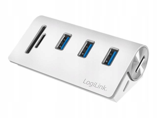 LogiLink aluminiowy hub Usb 3.0 3-portowy z czytnikiem kart