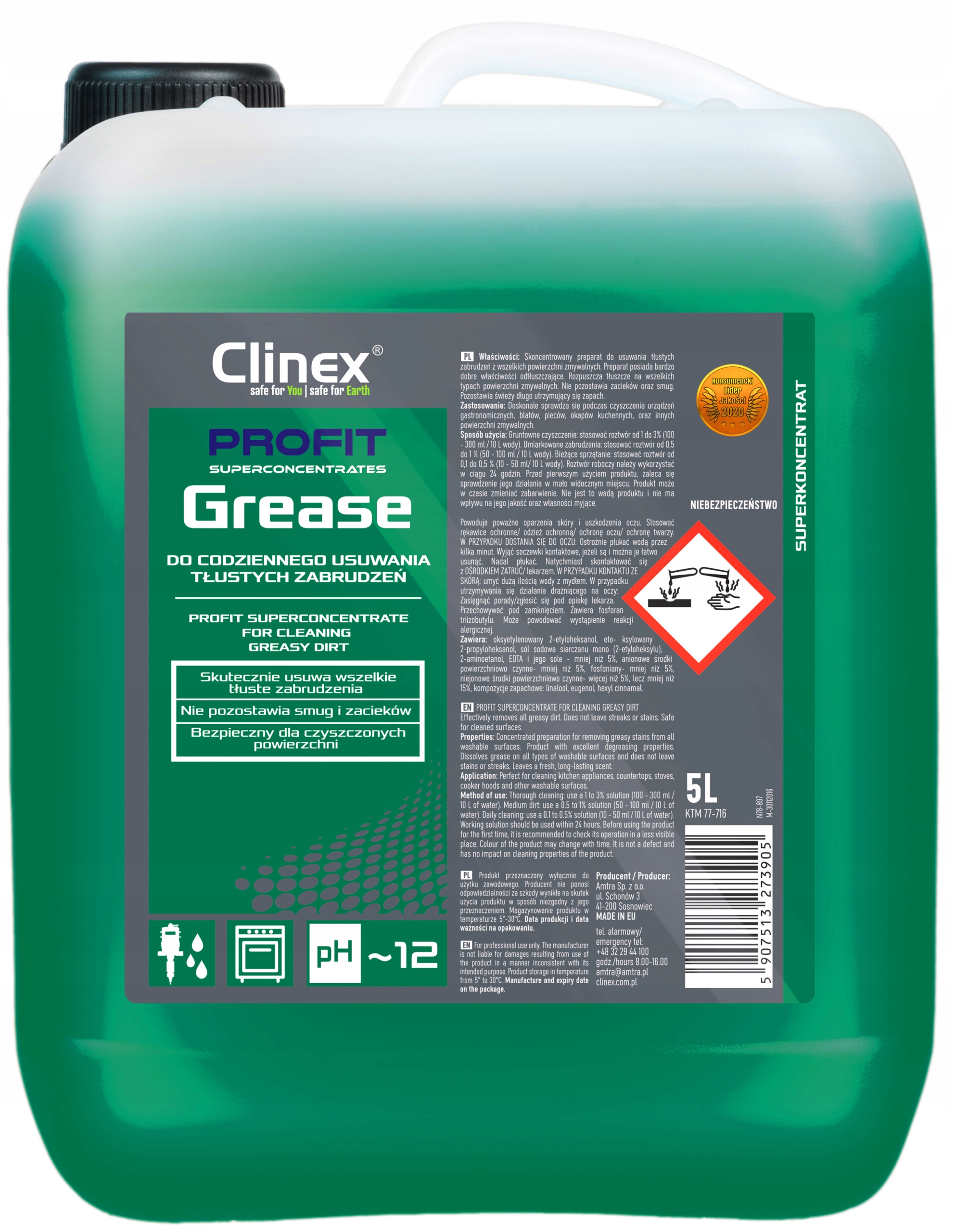 Levně Clinex Profit Grease – odstranění mastných skvrn – 5 L