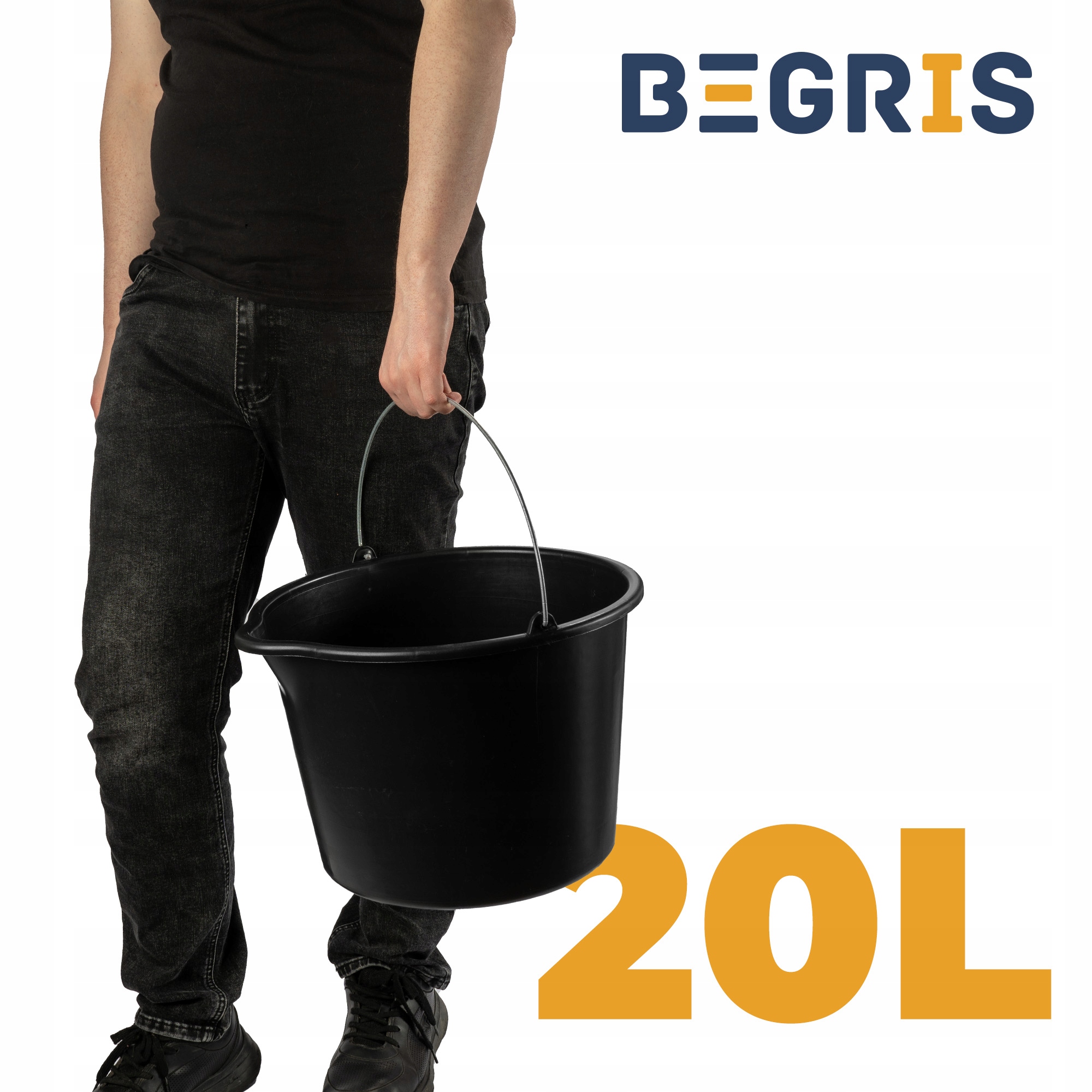 WIADRO BUDOWLANE GOSPODARCZE Z LEJKIEM CZARNE 20L Pojemność 20 l