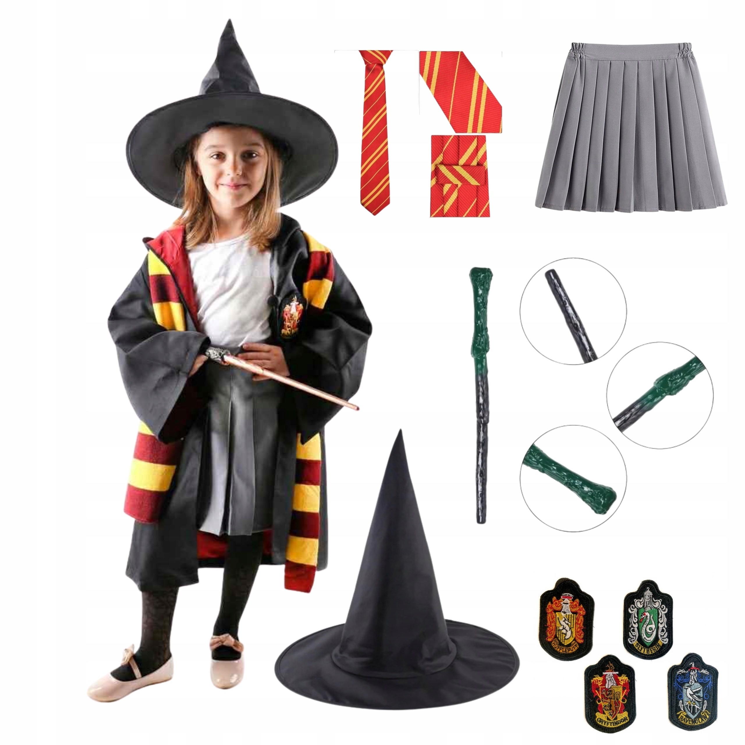 Strój Hermiona Przebranie Harry Potter Gryffindor Zestaw 6W1 Cosplay R.125