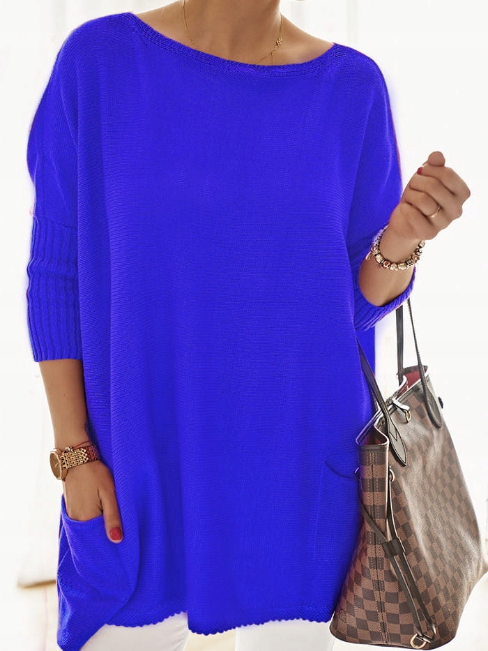 Velký svetr plus size oversize Nobis safírová