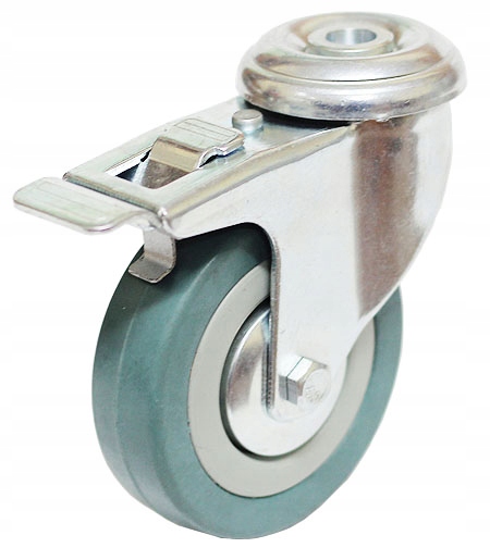 KOŁO OBROTOWE SZARE KÓŁKO 100mm OTWÓR 12,5 HAMULEC