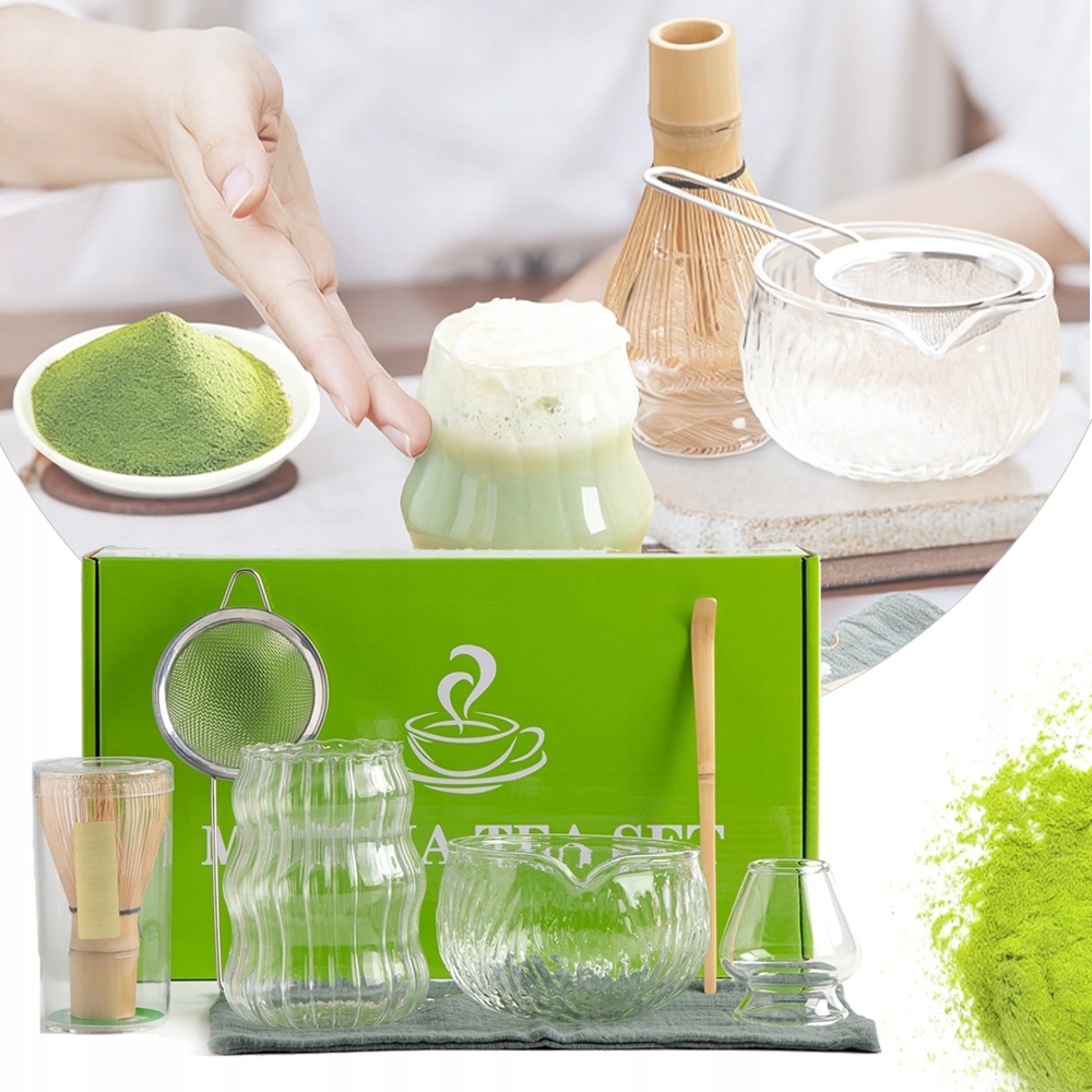 Levně Bambusová Sada Na Výrobu Matchy Šlehací Metla Lžíce Metla 7V1 Dárky