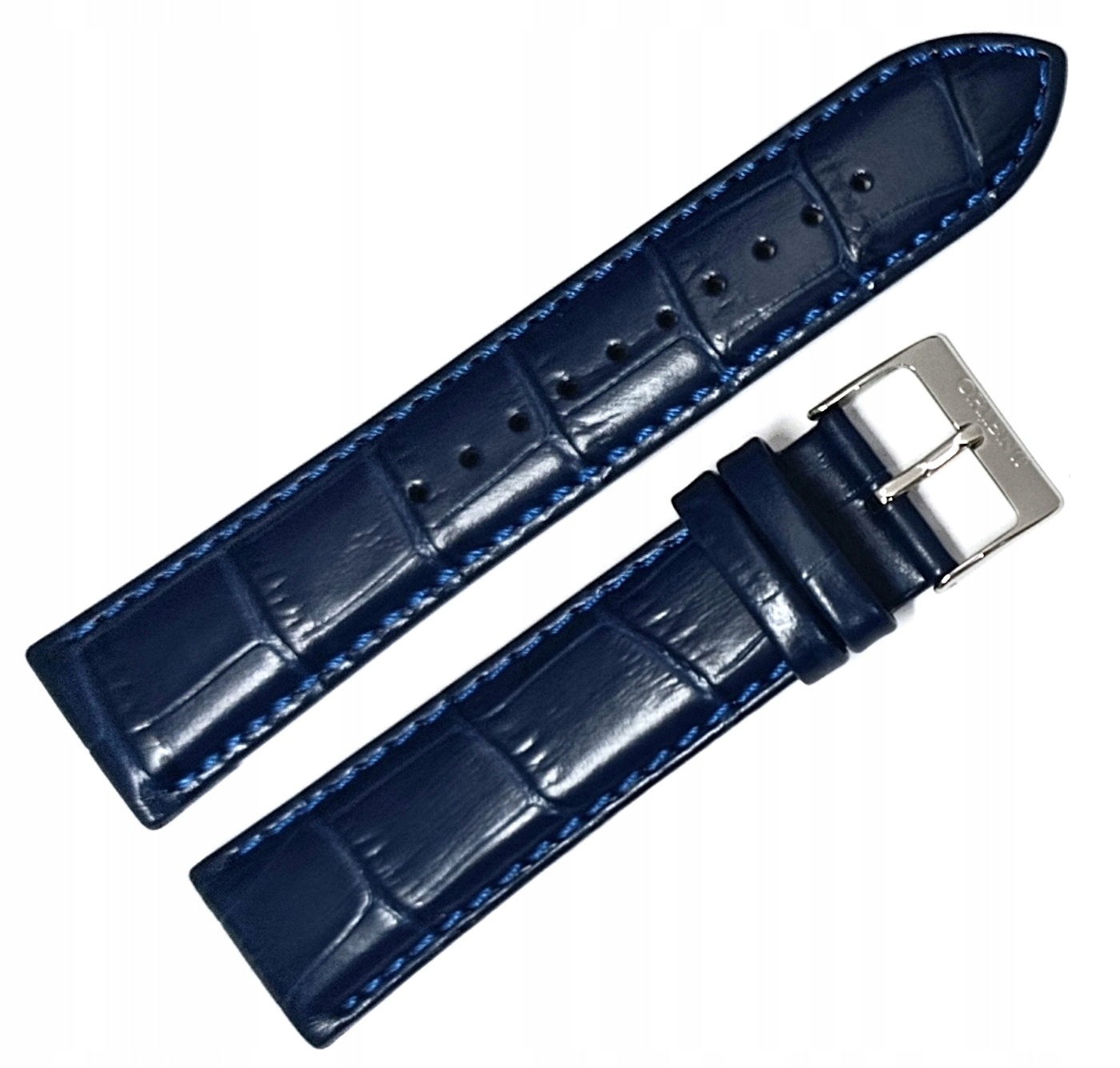 Originální Kožený Modrý Polomatný Řemínek Na Hodinky Orient 22 mm Krokodýl
