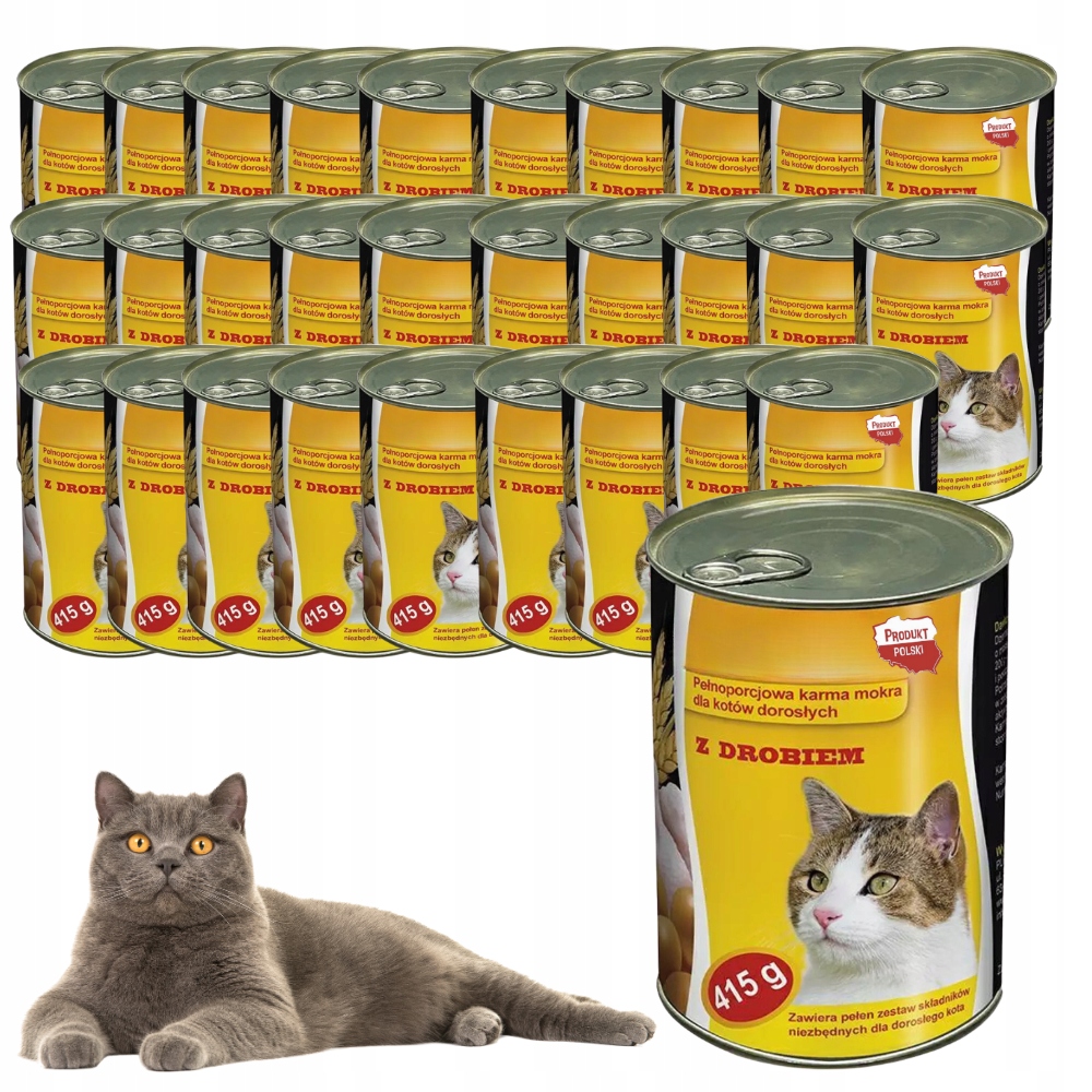 Levně Krmivo Mokré Pro Kočky S Drůbežem Kompletní Plechovka 415 g 30 ks