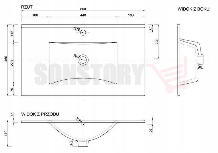 Szafka z umywalką podwieszana 80cm Biała POLSKA Typ podwieszane