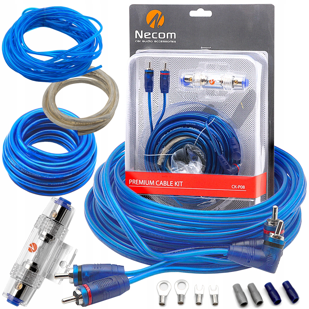 MOCNE PRZEWODY KABLE 8mm2 do WZMACNIACZ SUBWOOFER TUBA SKRZYNIA BASOWA