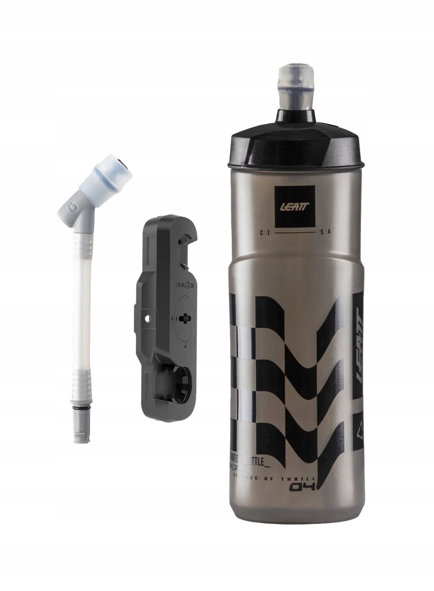 Bidon na rower Leatt SteadySip Convertible 600ml Fidlock wBike Base smoke