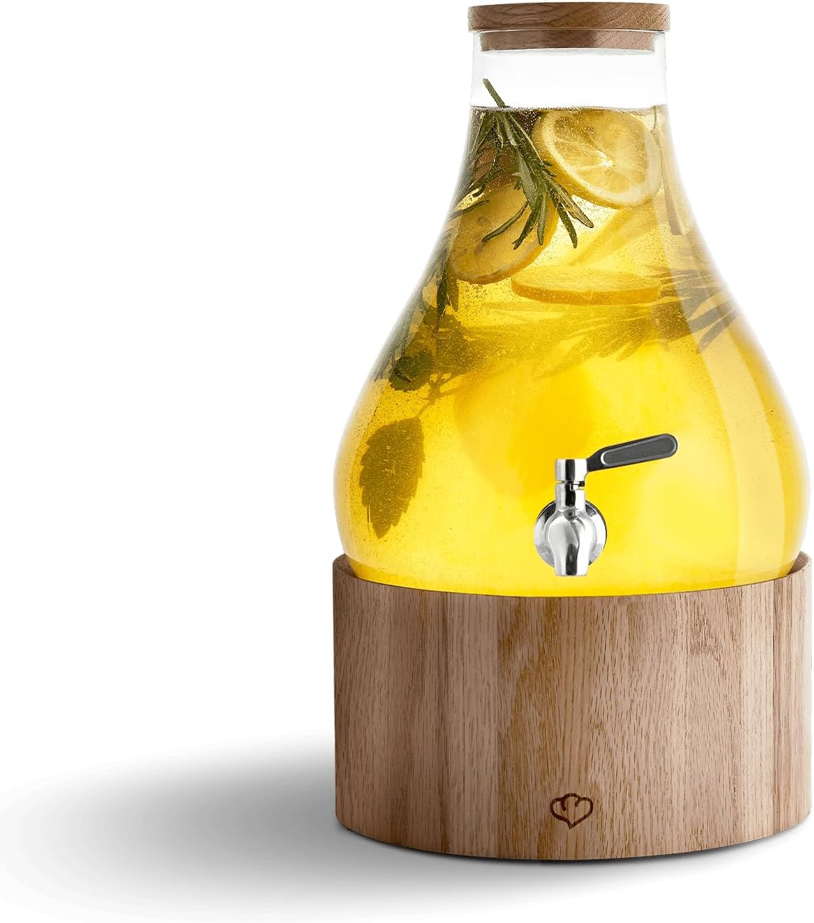 Sklenený Dávkovač Na Nápoje 5,5 L S Kohútikom – Stojan Z Dubového Dreva