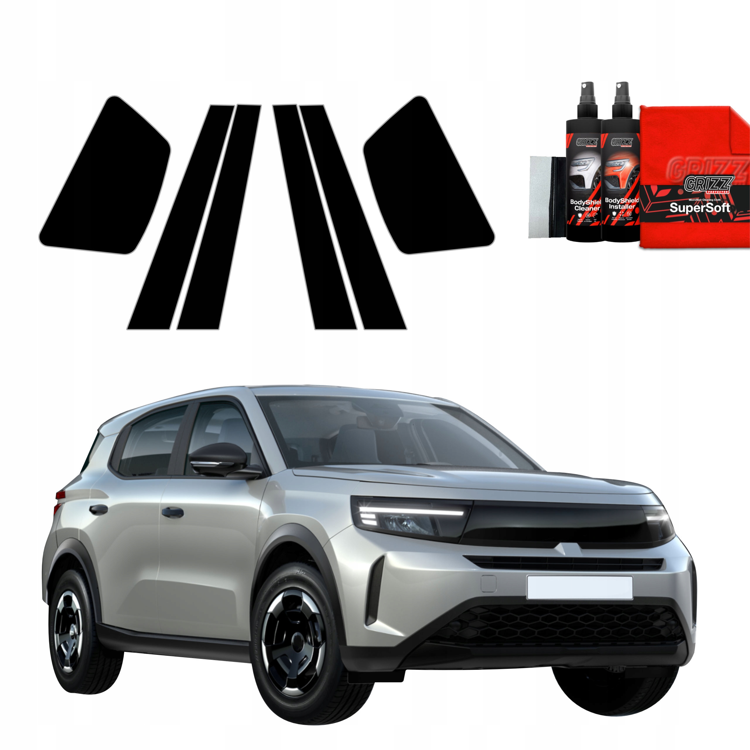 6v1 Černá fólie na sloupky pro Opel Frontera (2024-2025)