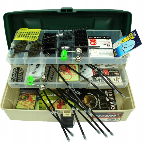 Rybářská Krabička na zem Jaxon sada 130 doplňků