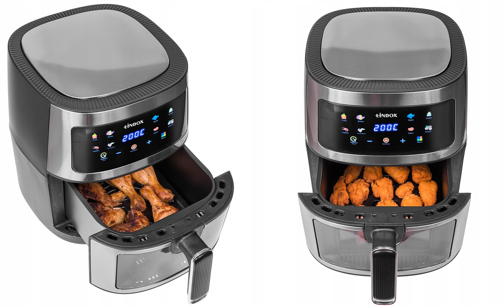 FRYTKOWNICA BEZTŁUSZCZOWA AIR FRYER LINBOX INOX CZARNA POLSKIE MENU Model 5503