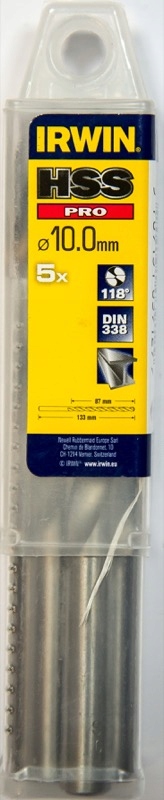 

Wiertło do metalu 10 mm 5szt HSS-Pro Din 338 Irwin