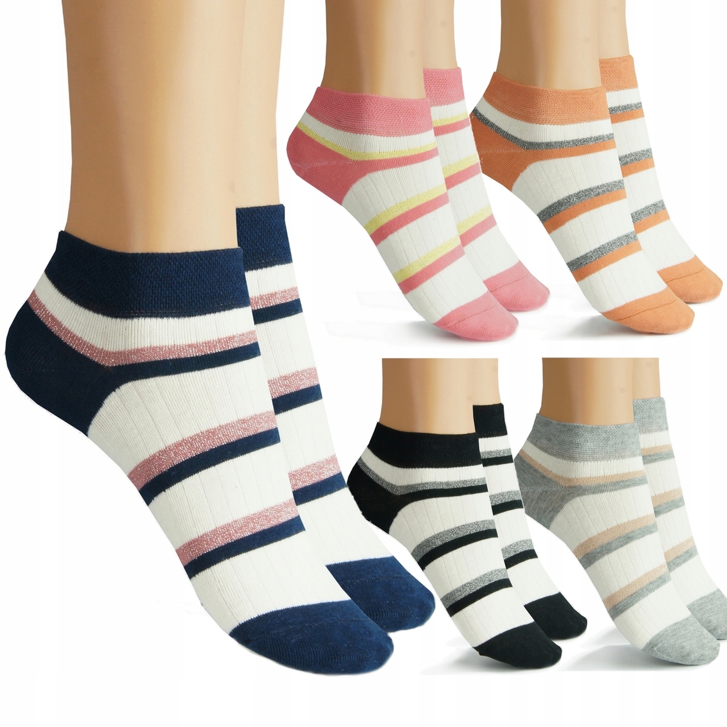 

5x Stopki Damskie skarpety Bawełniane happy 39-41