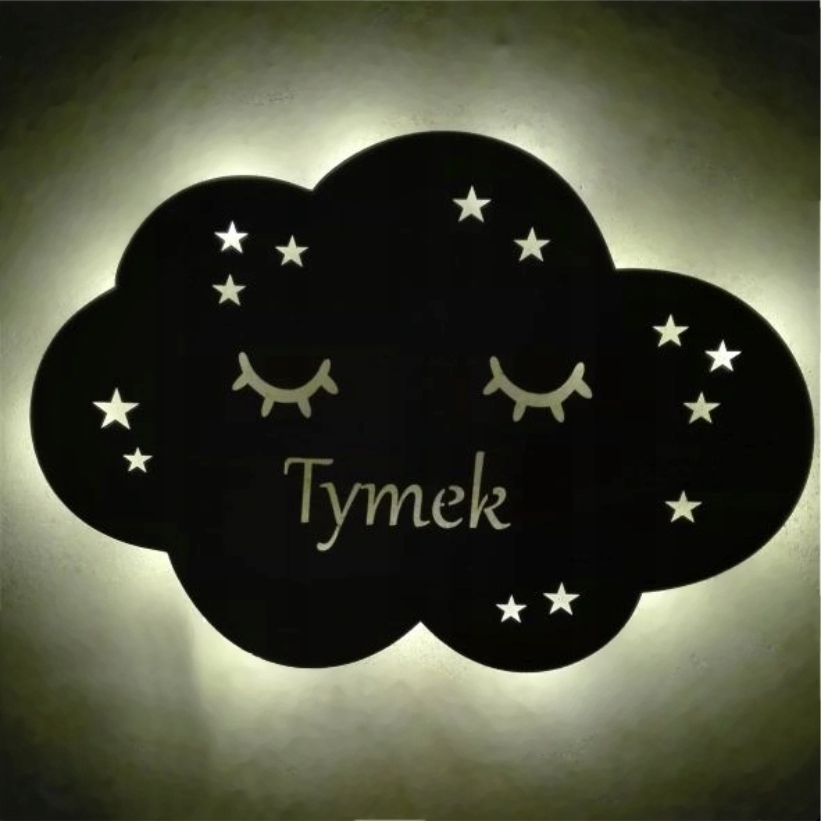 Lampka nocna dla dzieci CHMURKA z imieniem biała Kod producenta LCB1
