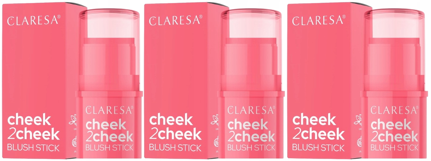 3 x Claresa Růže v tyčince Cheek 2 Cheek 02 Neon Coral Živá barva Bez skvrn