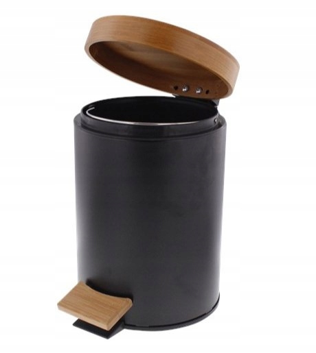 Levně Koš bambus 3 litry černý mat Bamboo pedál Stell Zwy