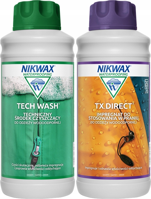 Nikwax Tech Wash 1L Mydło Tx. Direct Wash-In 1L Impregnat Duży Zestaw