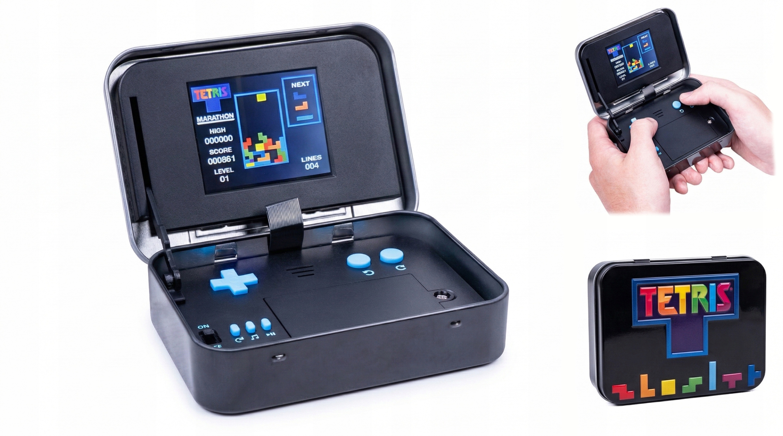 Tetris Televizní konzole Retro Arcade Přenosná barevná kovová skříň