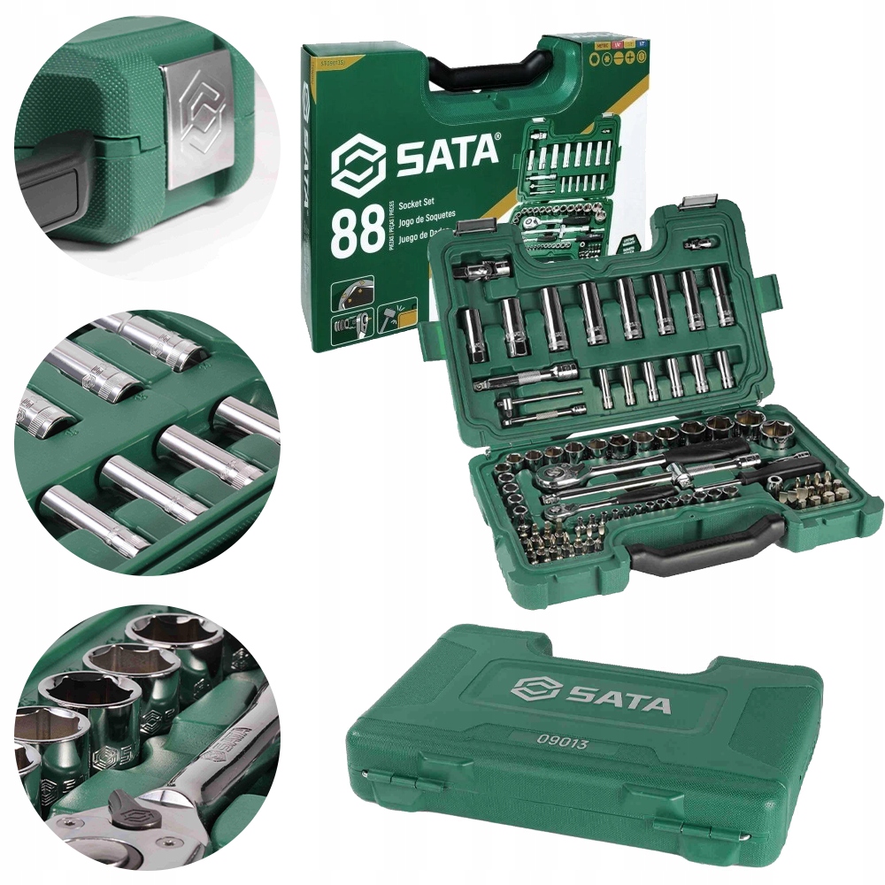 Sata Zestaw kluczy nasadowych dwie grzechotki 1/2" 1/4" 88 sztuk 09013