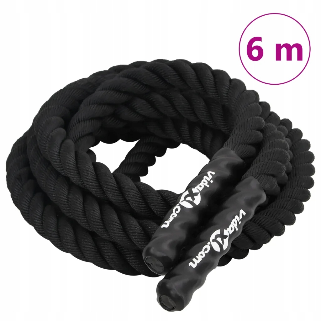 Tréninková lano Battle Rope, Polyester, 38 mm, 6 m, černá