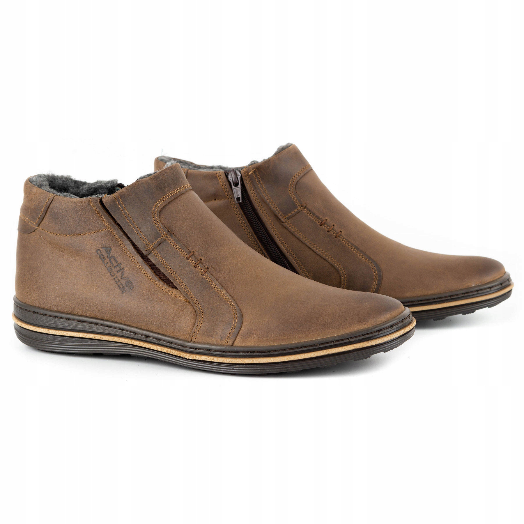 

Buty Męskie Ocieplane Skóra Polskie 381S Brąz 46