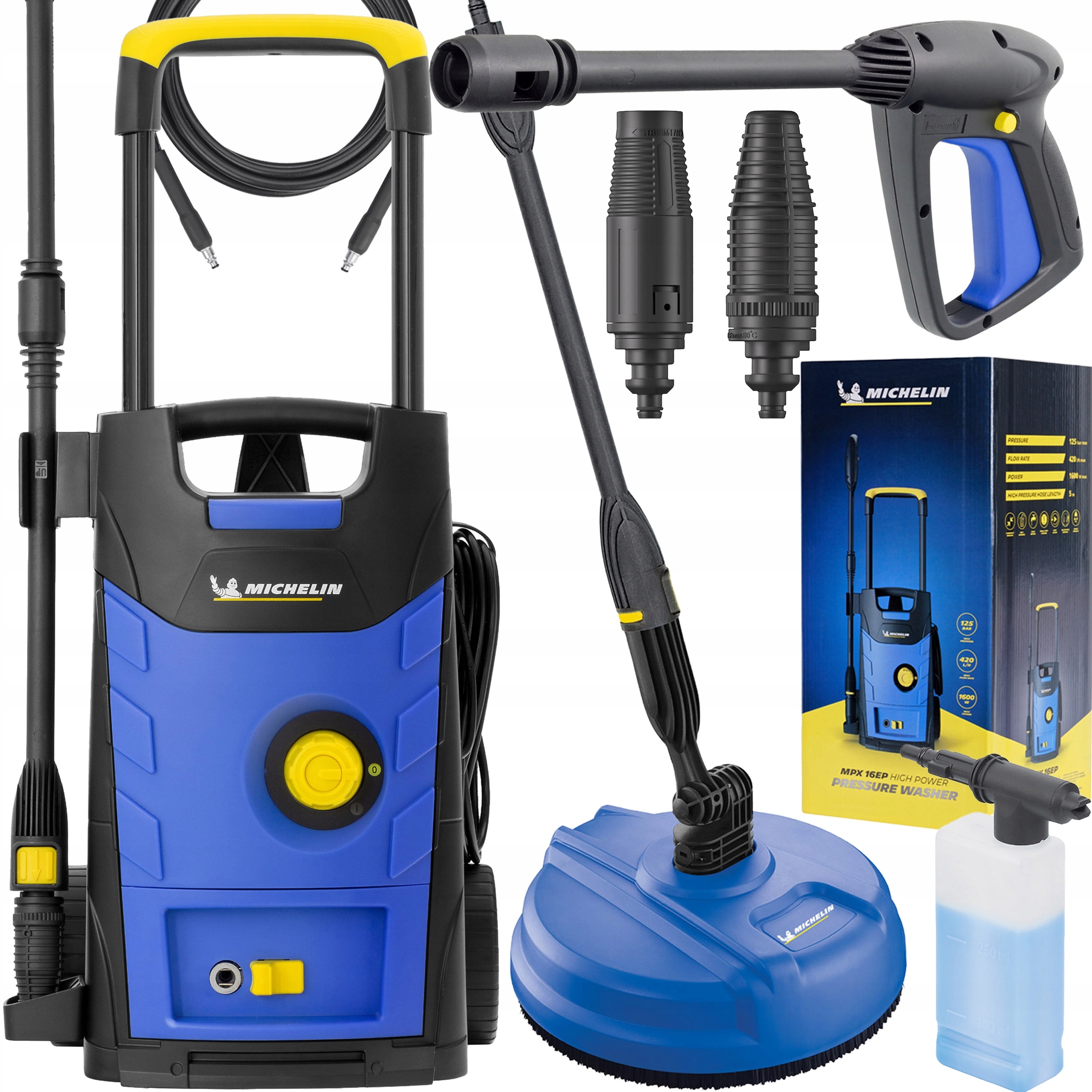 MYJKA CIŚNIENIOWA MICHELIN 1600W 190ewBar SAMOZASYSAJĄCA + SZCZOTKA PATIO