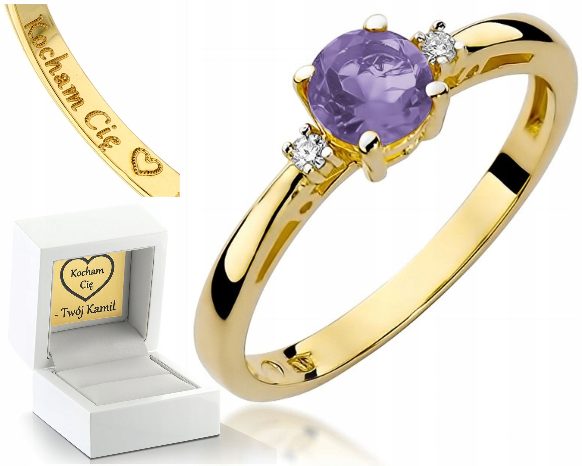 Prstýnek Au Ametyst Brilianty 585 Gravírování Bonus