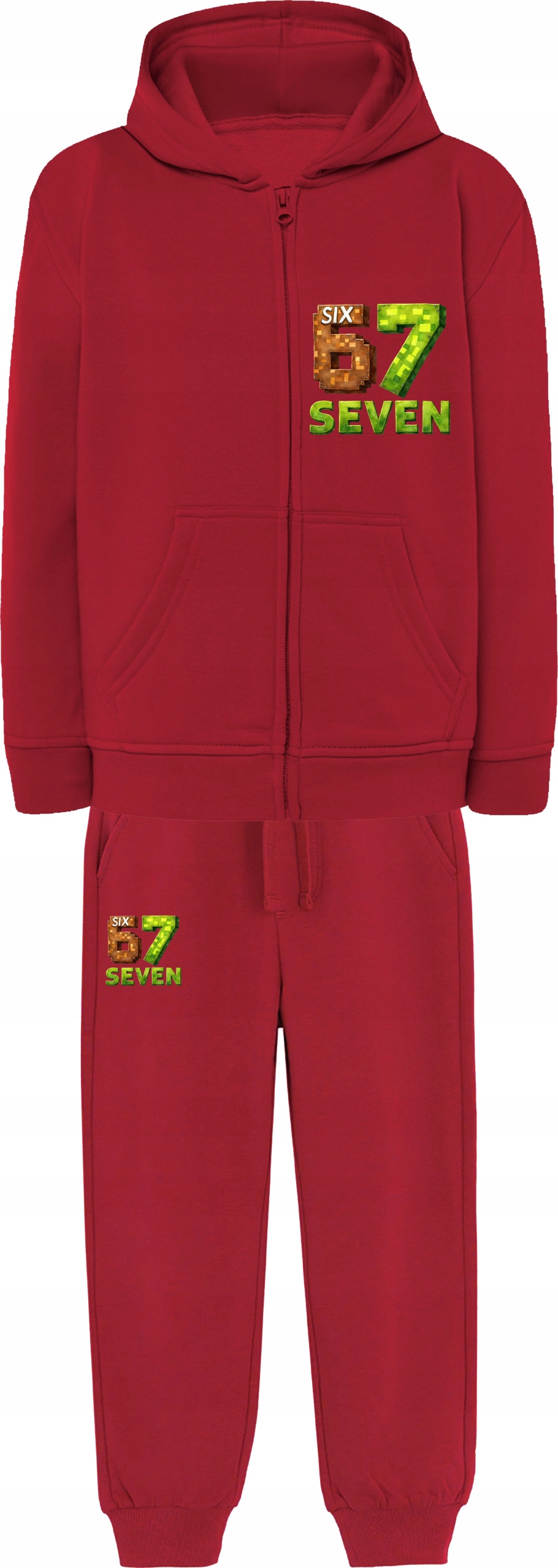 Komplet dresowy six seven 67 czerwone dresy bluza spodnie 128-134