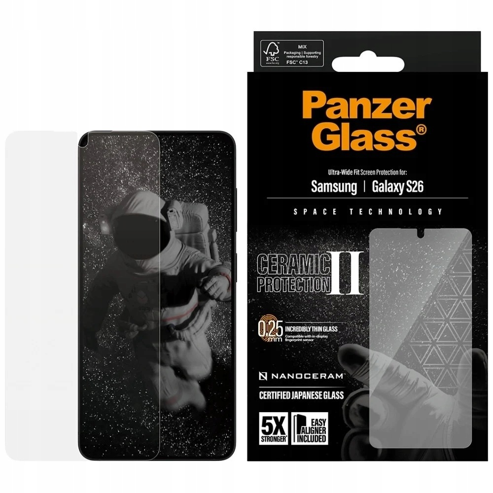 PanzerGlass keramický Ultra-Wide Fit EasyAligner pro Samsung Galaxy S26