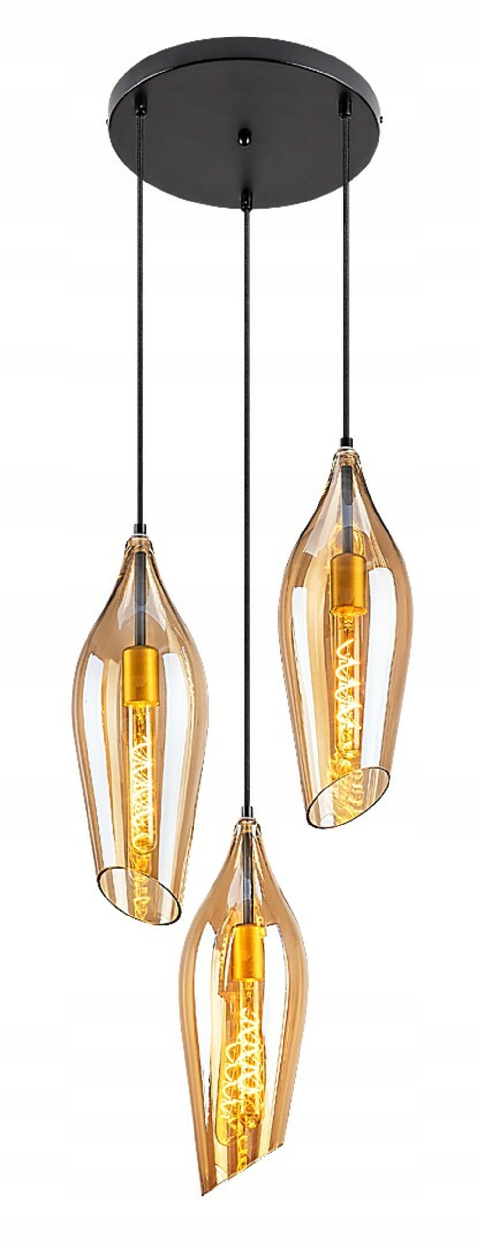 Rabalux Bellini závesné svietidlo 3x E27 jantár/čierna, výška 100 cm