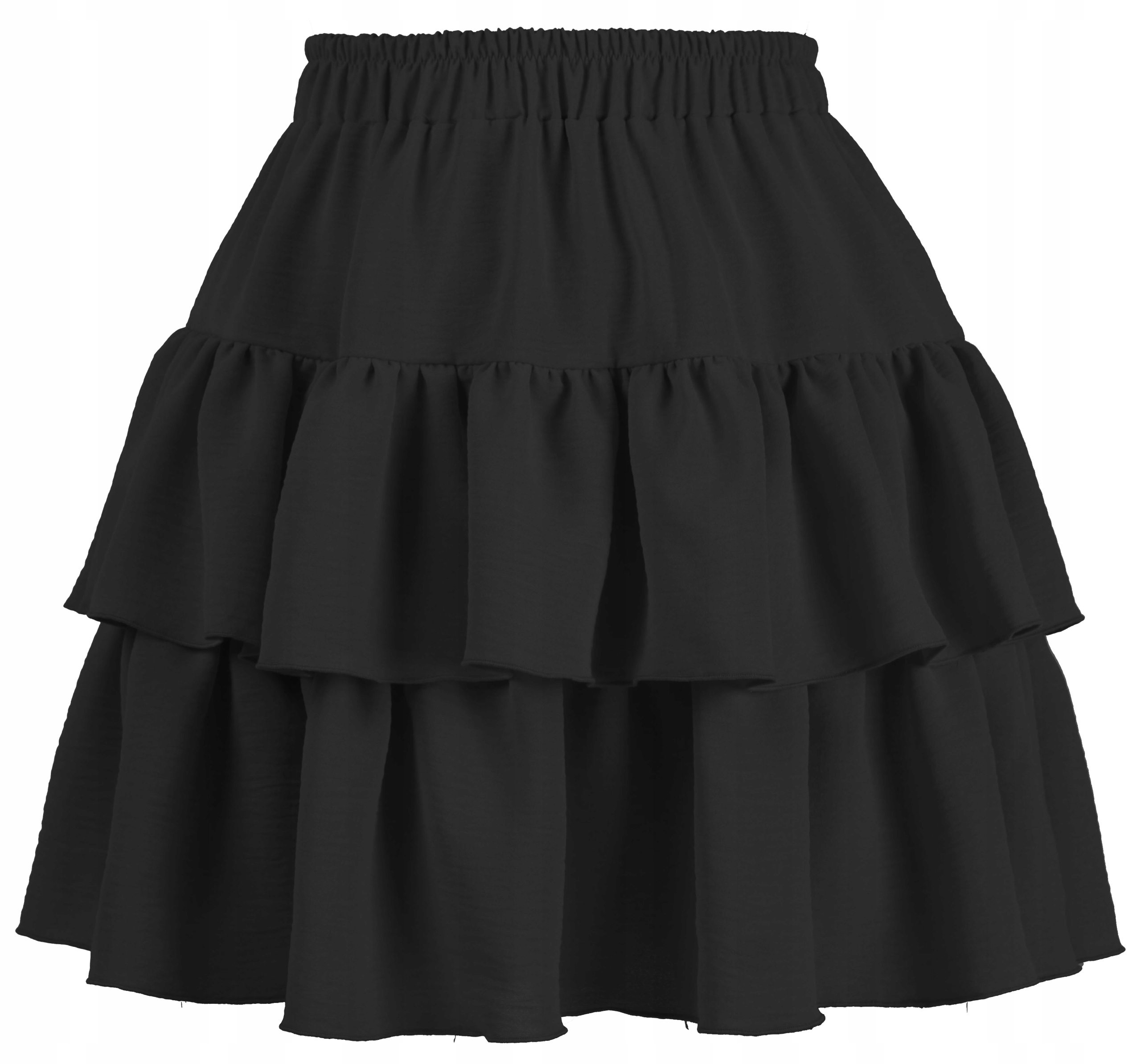 Sukně Mini sukně s volánky vzdušná před kolenem Černá L XL