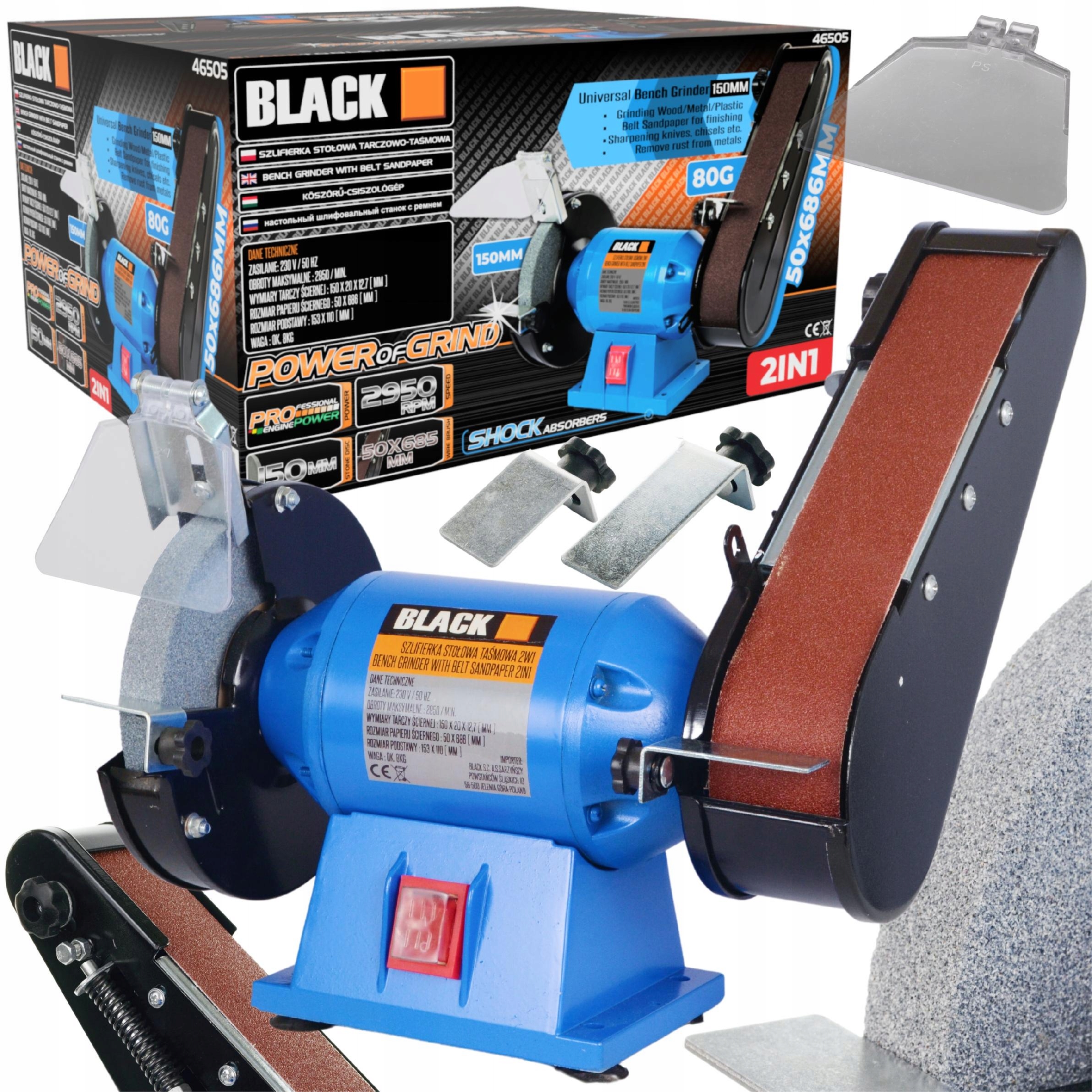 Stolní Kotoučová A Pásová Bruska Black, 250 W, Dvojitá, S Funkcí