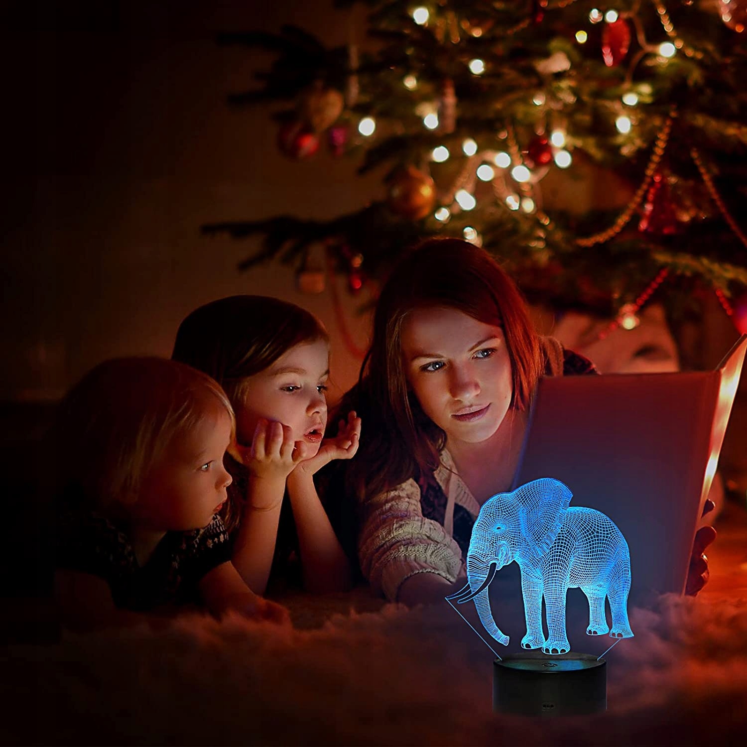 LAMPKA NOCNA SŁOŃ 3D LED KOLORY USB PILOT PREZENT Kolor dominujący niebieski