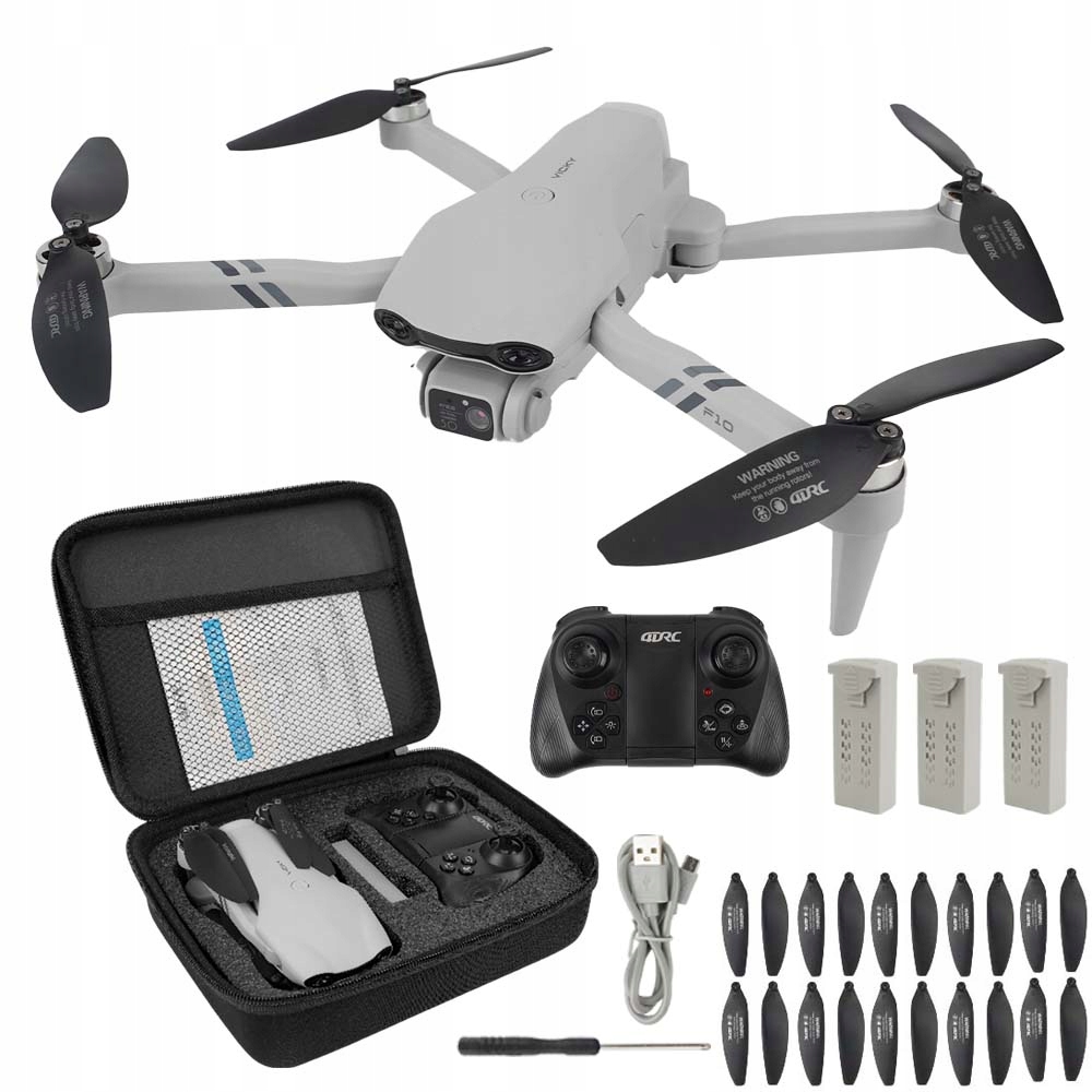 Inteligentní Dron F10 S Dvěma Kamerami 4K Hd Wifi Hračka Vznášení 200 m 3 Baterie