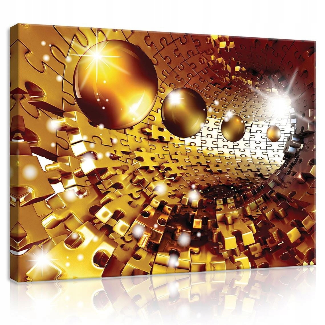 Obraz 100x75 Zlatý tunel puzzle koule světlo dynamika abstrakce portál