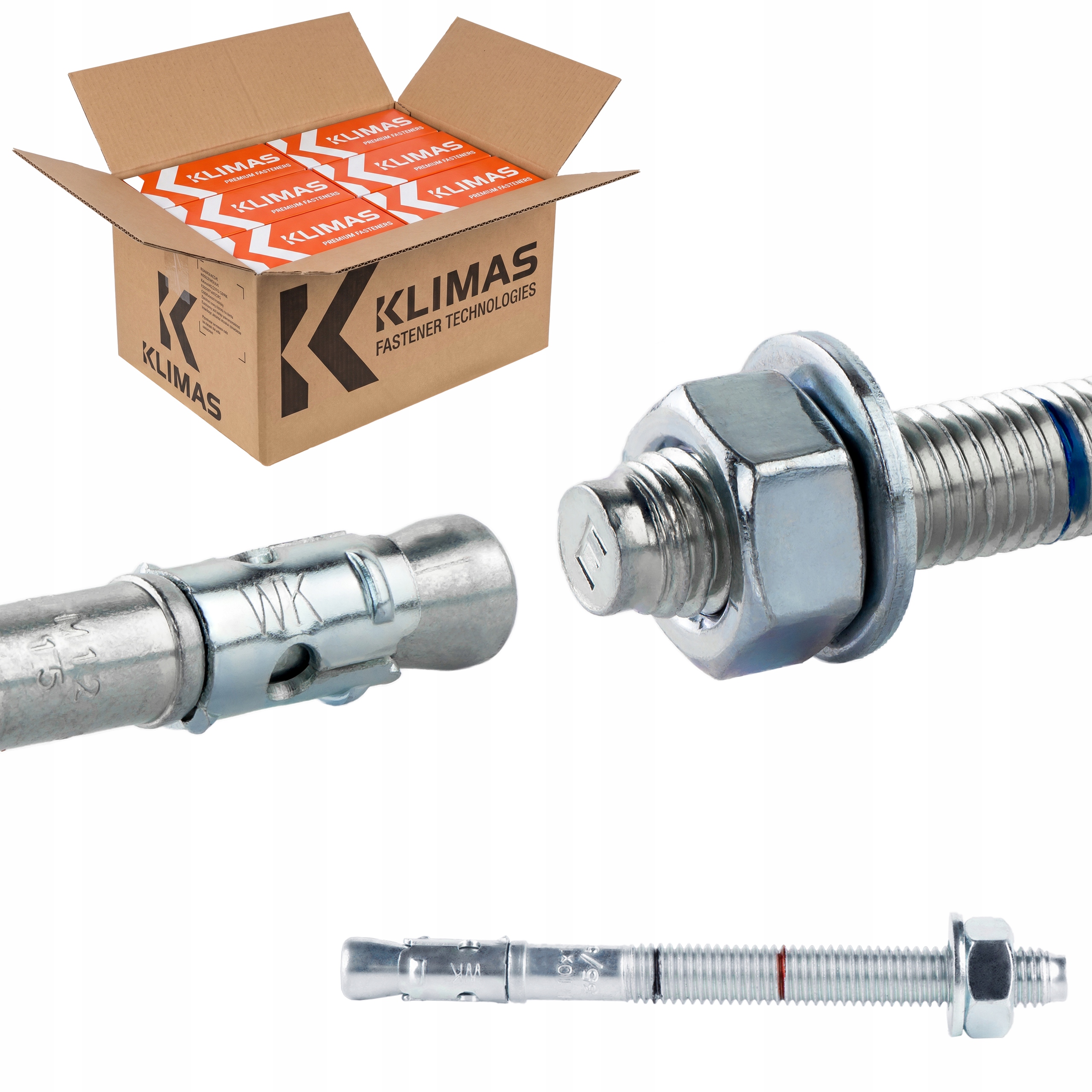 Oceľové kotvy do betónu M10 x 115 mm 200 ks mechanické Klimas Le-zn